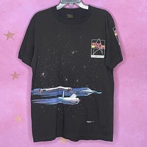 Star Trek All Over Print AOP 25th Anniversary Shirt Sz L Single Stitch VTG 1991